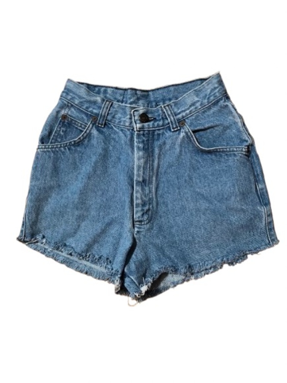 Vintage Levi's White Tab Medium Blue High-Rise Frayed Denim Shorts Size 23